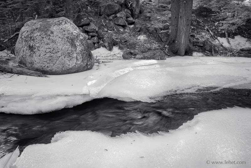 Single Boulder and Stream,Ice