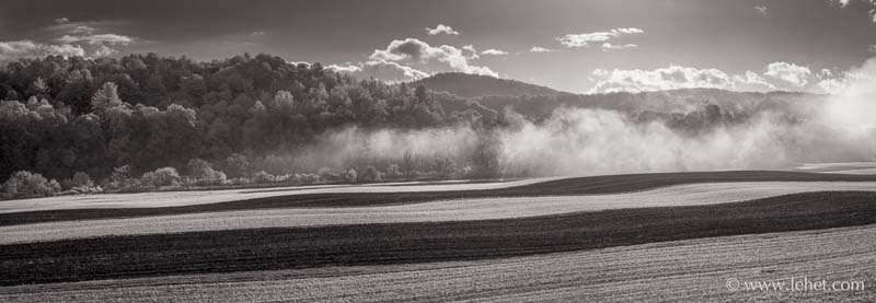 Plowed Cornfield, Rising Mist