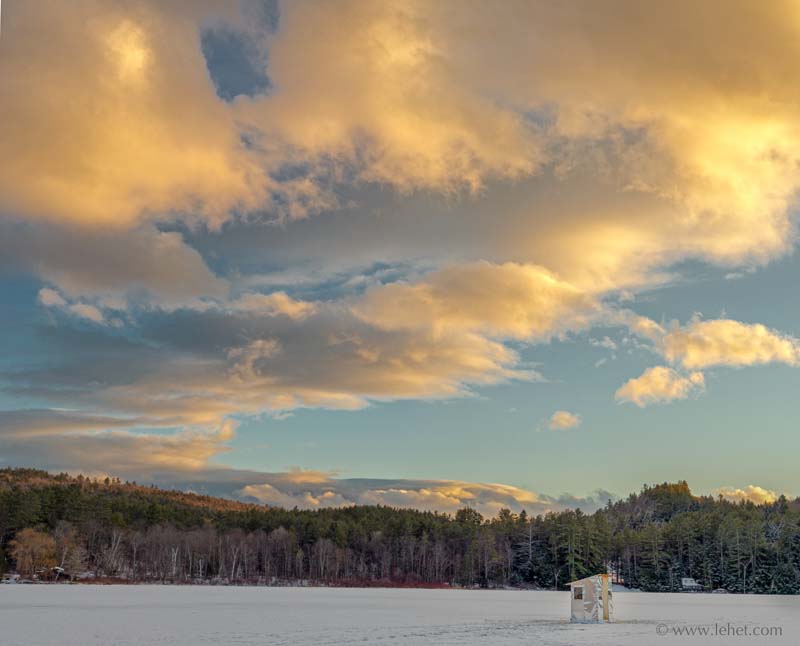 Silver Ice House Sunset at Post Pond